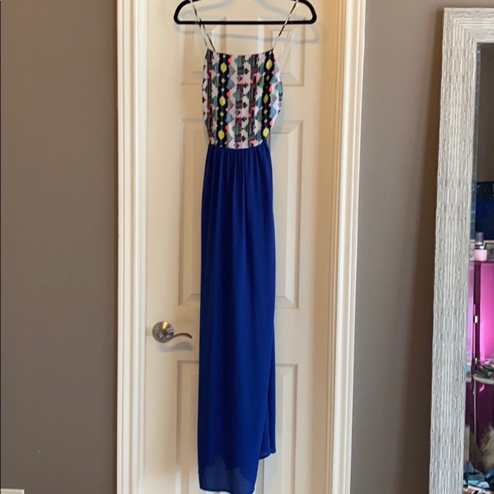 Colorful open back maxi